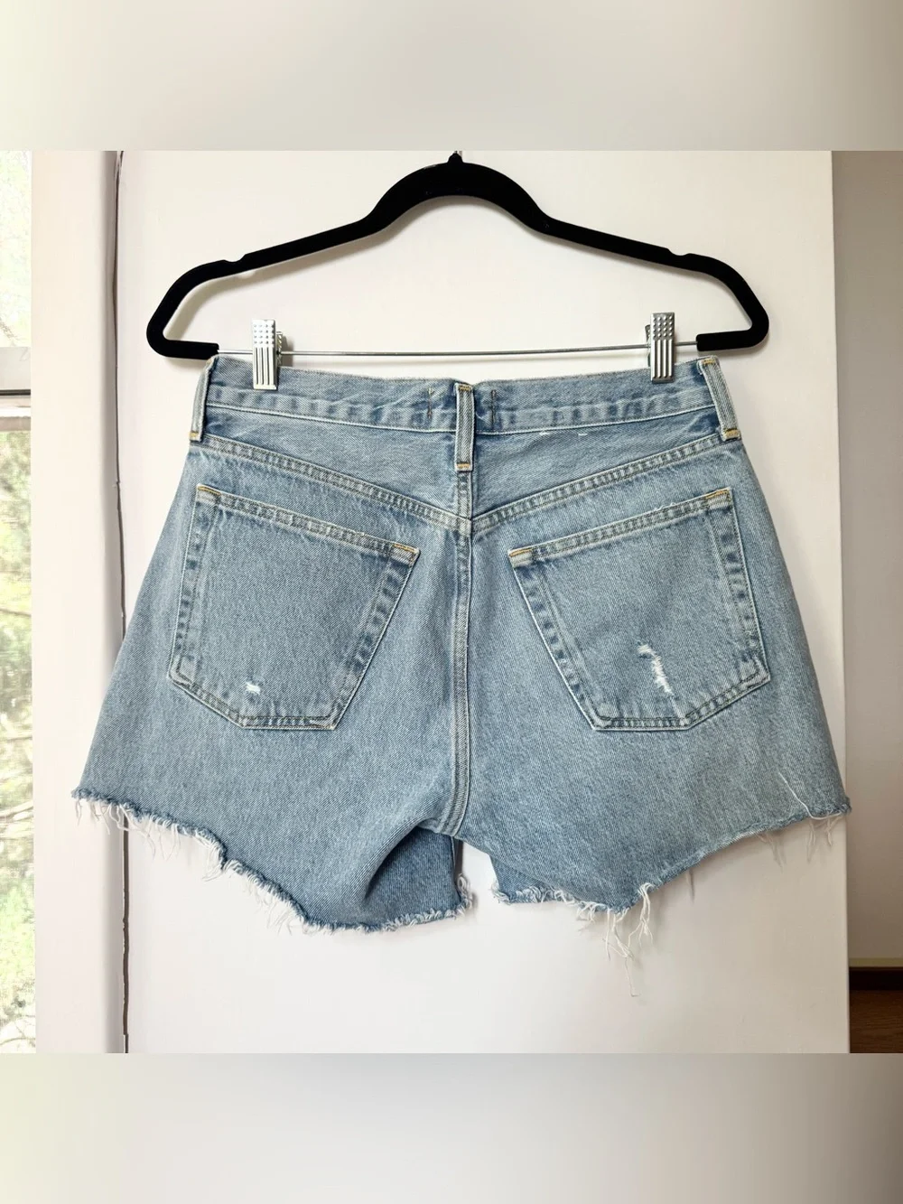 NWT AGOLDE Parker Long Jean Shorts Swapmeet Blue 27